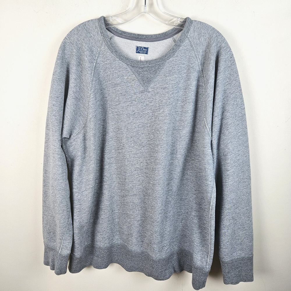 J.CREW VINTAGE FLEECE HEATHER GRAY CREWNECK PULLOVER SWEATSHIRT MEN SZ L J. CREW